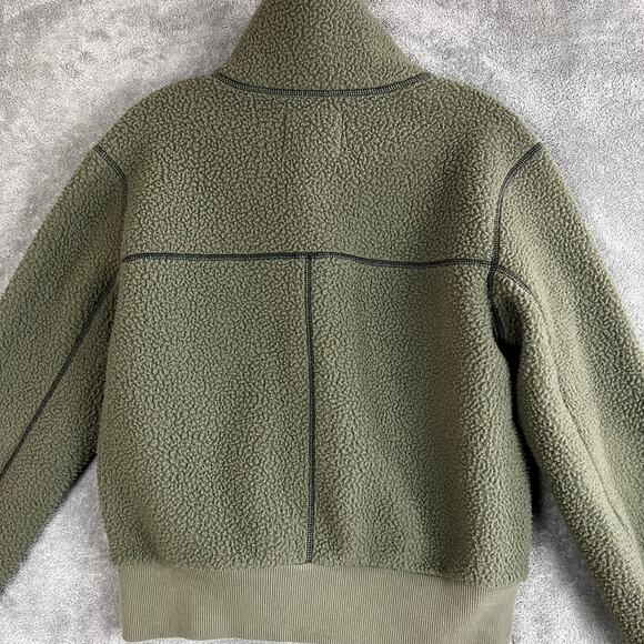 Everlane ReNew Teddy Bomber Jacket Womens S Army Green Sustainable Hiking - Picture 5 of 8